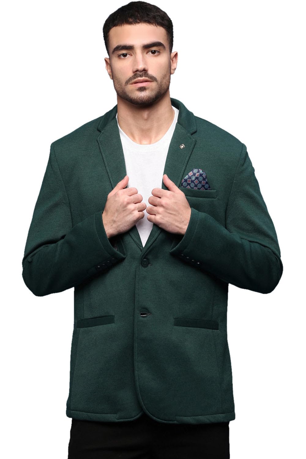 showoffff Men's Green Slim Fit Single-Breasted Blazer EX-MettyD_Green-picture-13