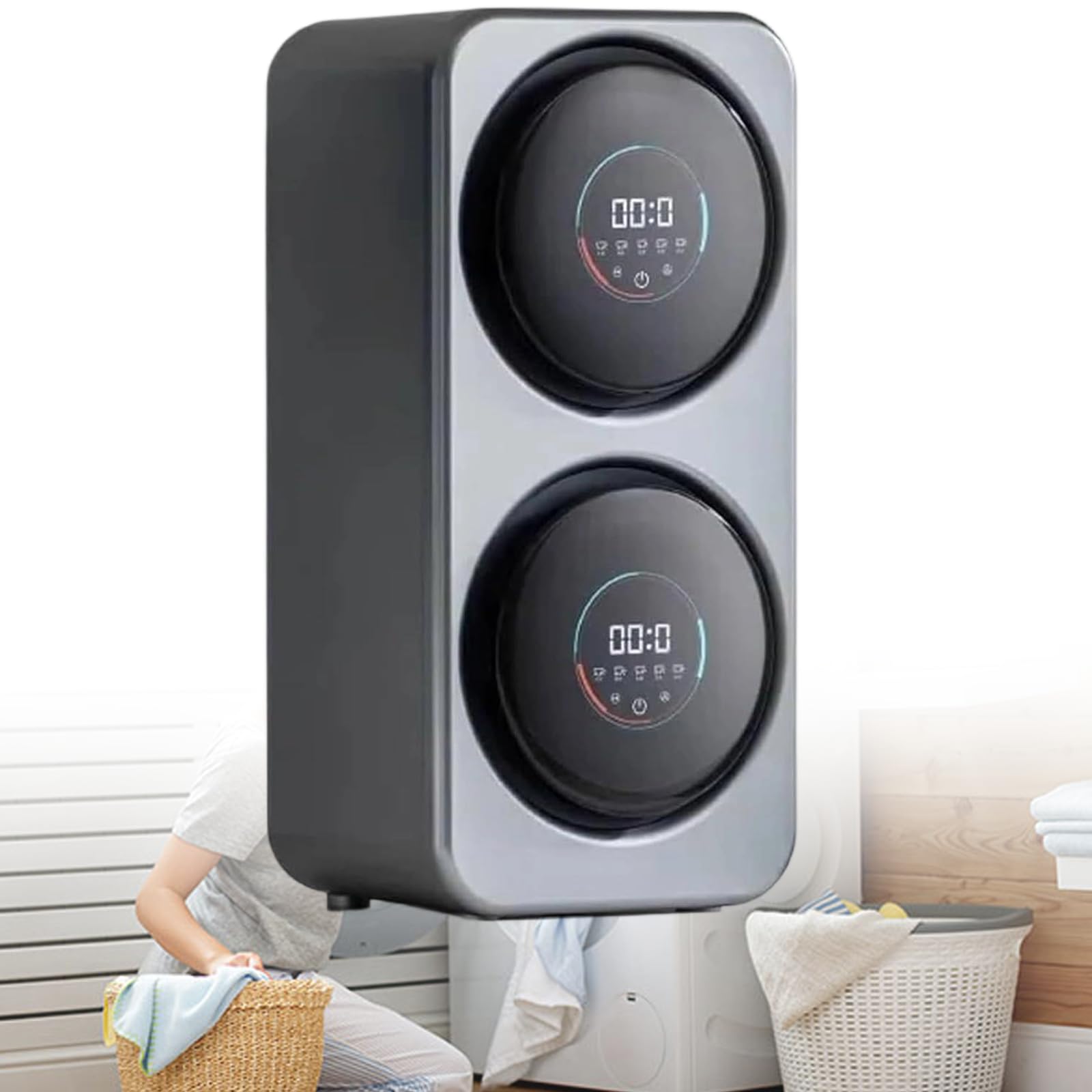 Mini Pralka Automatyczna Montowana Na śCianie, 7 Tryby, 160 W, 2 * 3.5 Kg, łAdowana Od Przodu, Elektryczna Suszarka Do Mieszkań, Pralni, KamperóW Desktop S5Wall-mountedmodel-gray