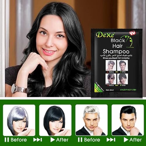 Yuolita 10 Pcs Black Hair Dye Shampoo For Men Women, Instant Hair Dye Natural Hair Natural Ingredients Simple To Use Lasts 30 Days Hair Dye Shampoo Great Choice For Woman & Man #TOP3