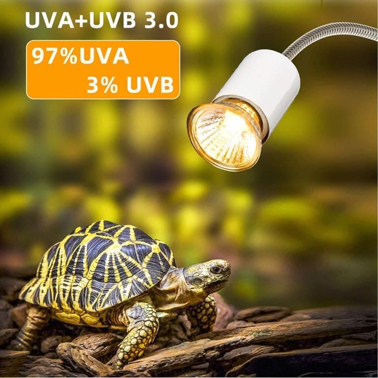 VAYINATO® White Reptile Heat Lamp Turtle Lights with Clip, UVA UVB Bulbs (50W) Aquarium Basking Lamp Adjustable Holder and Intensity Suitable for Birds During Winter & Reptiles By Petzlifeworld 3