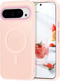 Magnetic for Google Pixel 9 Pro XL Case, [Military Grade Drop Protection] [Compatible with MagSafe] Shockproof Slim Translucent Matte Anti-Slip for Women Girls Men Case, Pink