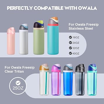 Ruzkq Replacement Lid for Owala Freesip, Compatible with Owala Cup 16oz 24oz 32oz 40oz, One Button Water Bottle Top Lid Replacement Accessory, Leakproof, BPA-Free (Grayish Blue)