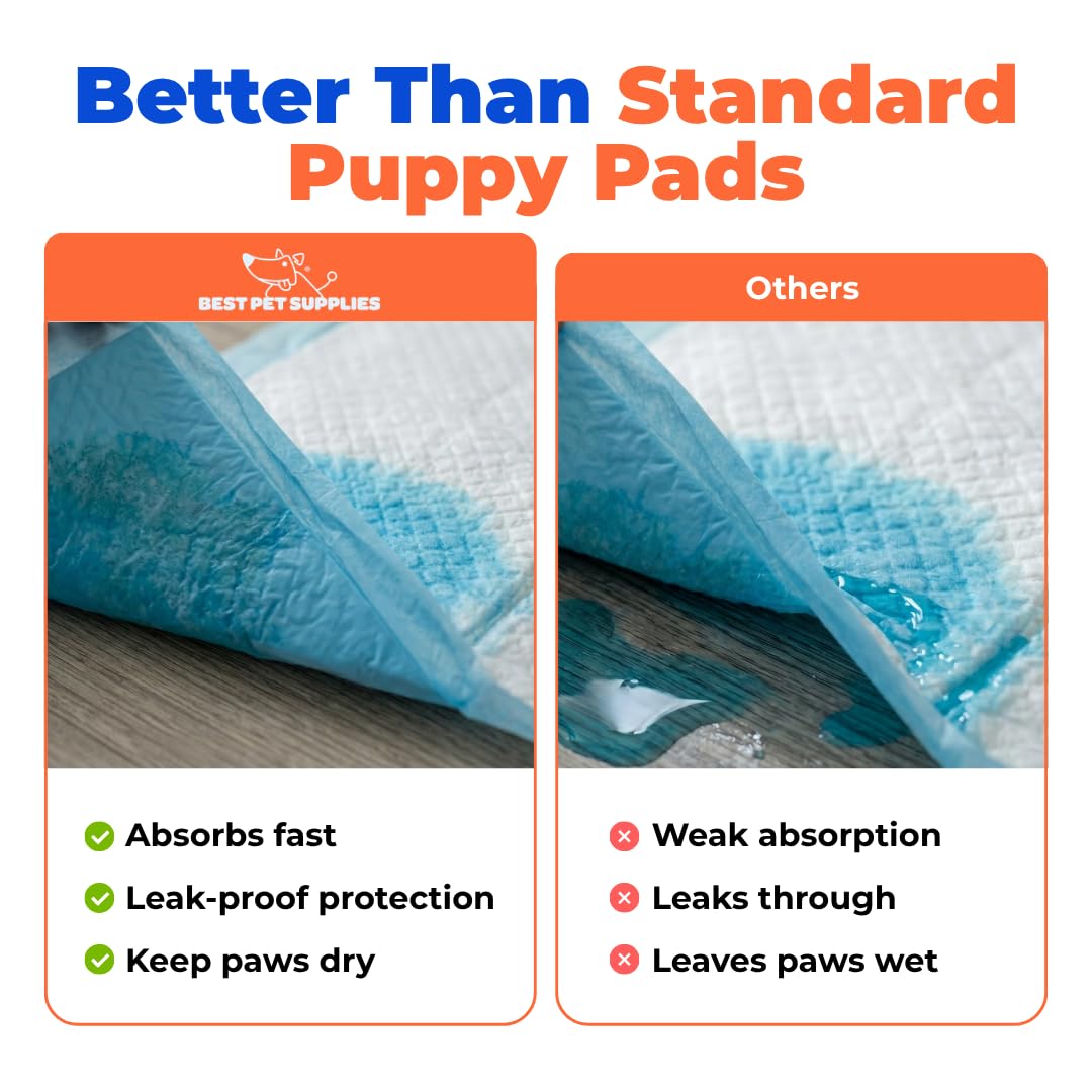 Best Pet Supplies Assorbenti usa e getta per cuccioli e cani da addestramento, confezione da 100, ultra assorbenti, resistenti alle perdite e senza traccia, per animali domestici al coperto,