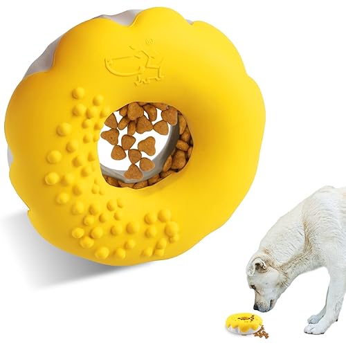 AAfree Dog Chew Toys for Aggressive Chewers, Indestructible Dog Hide Treat Toys for All Breed, Treat Dispensing Dog Toy, Durable Dog Donut Toy for Teeth Cleaning, Interactive Dog Toys for Boredom