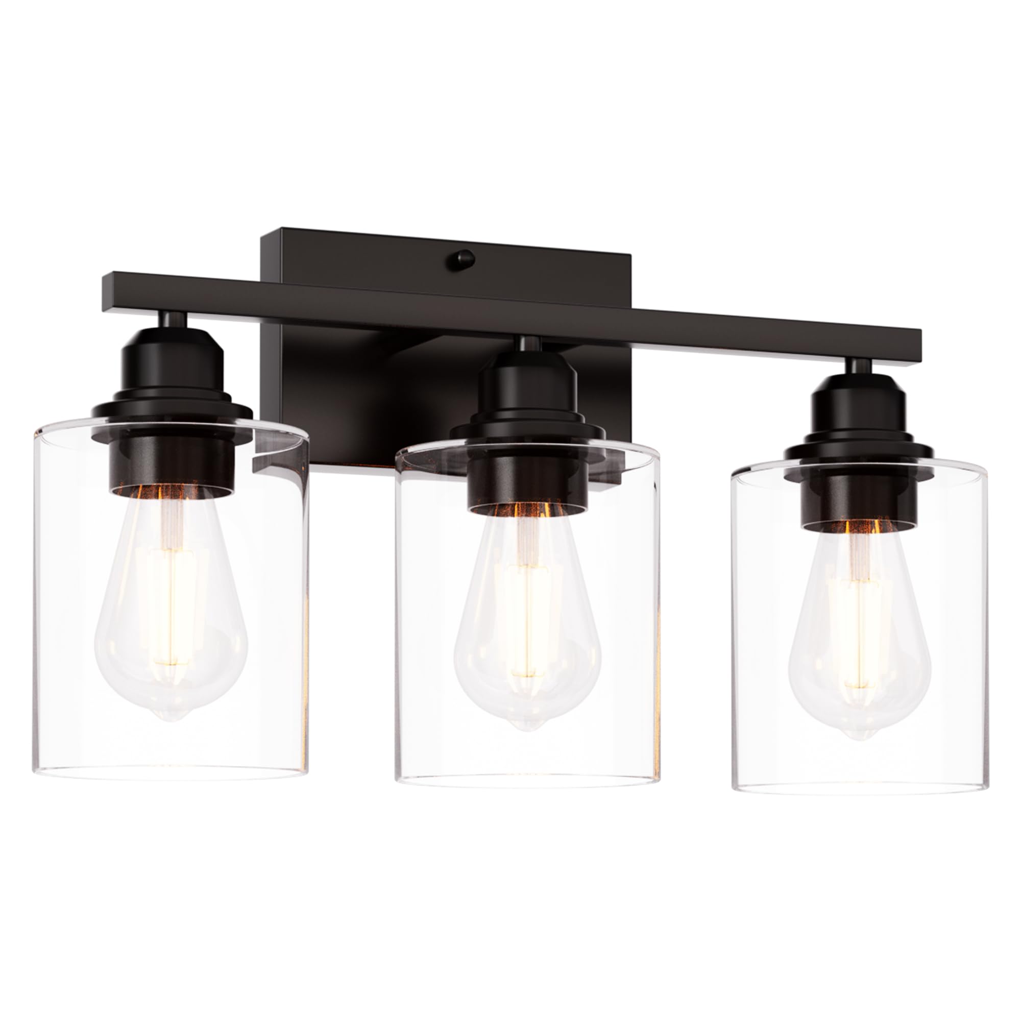 Sailstar Bathroom Light Fixtures Over Mirror, 3-Light Bathroom Vanity Light Brushed Nickel, Modern Vanity Lights for Bathroom with Clear Glass Lampshade, E26 Standard Base, Small Bathroom Light