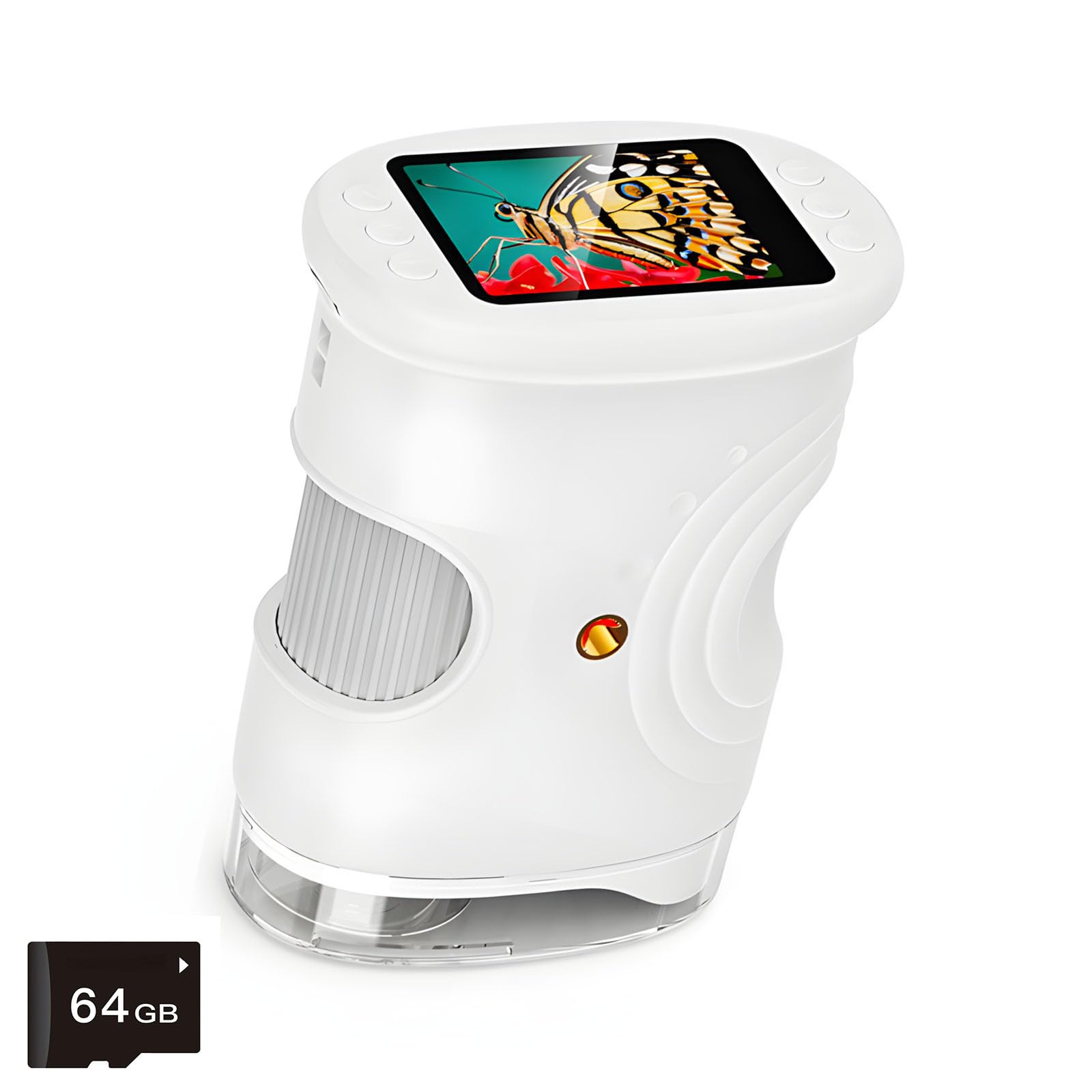 Tsophreniq Boys White Electronic Children Microscope 2Inch Color Display 1000X Magnification Tool Handheld Design Led Light Handheld Digital Magnifier For Kids