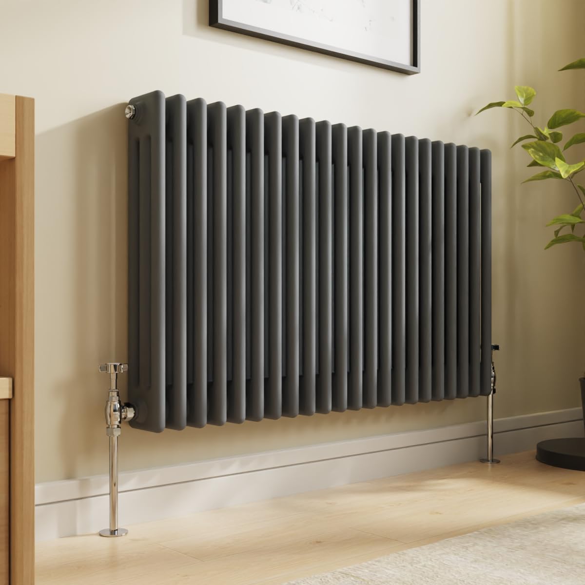 NRG 600x1010 Traditional Colosseum Cast Iron Bathroom Radiator Anthracite 3 Panel โ image 1