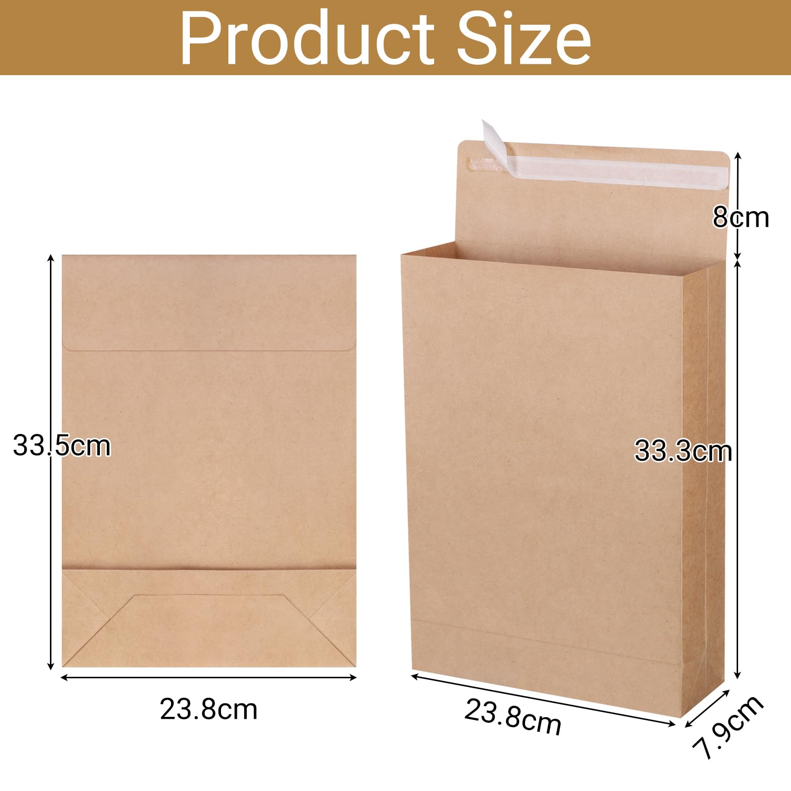 Enveloppes à soufflet extensibles kraft auto-adhésives 23,9 x 33,5 cm Lot de 50 pour documents magazines photos