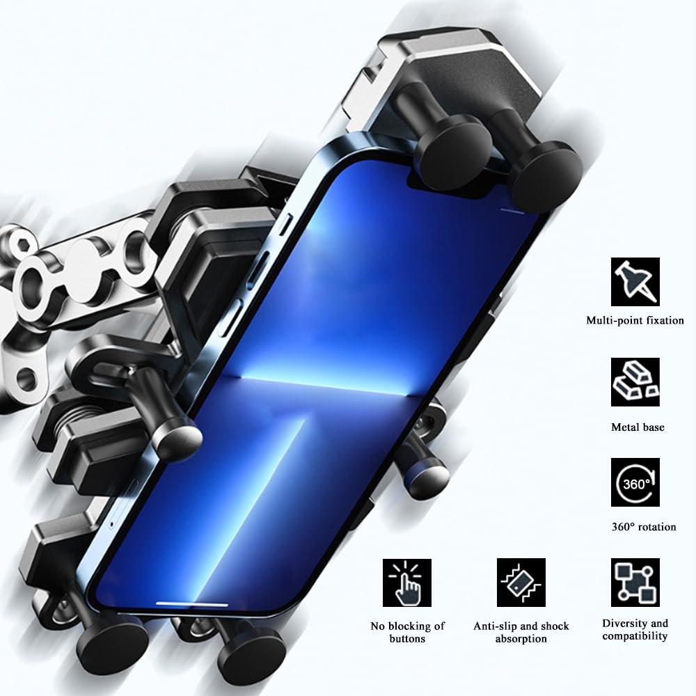 Soporte Movil Moto para Peugeot XR6 2003-2007, 360° Rotación Desmontable Soporte Moto Movil Antivibración Impermeable Soporte Movil Bicicleta Accesorios Motos,Handlebars