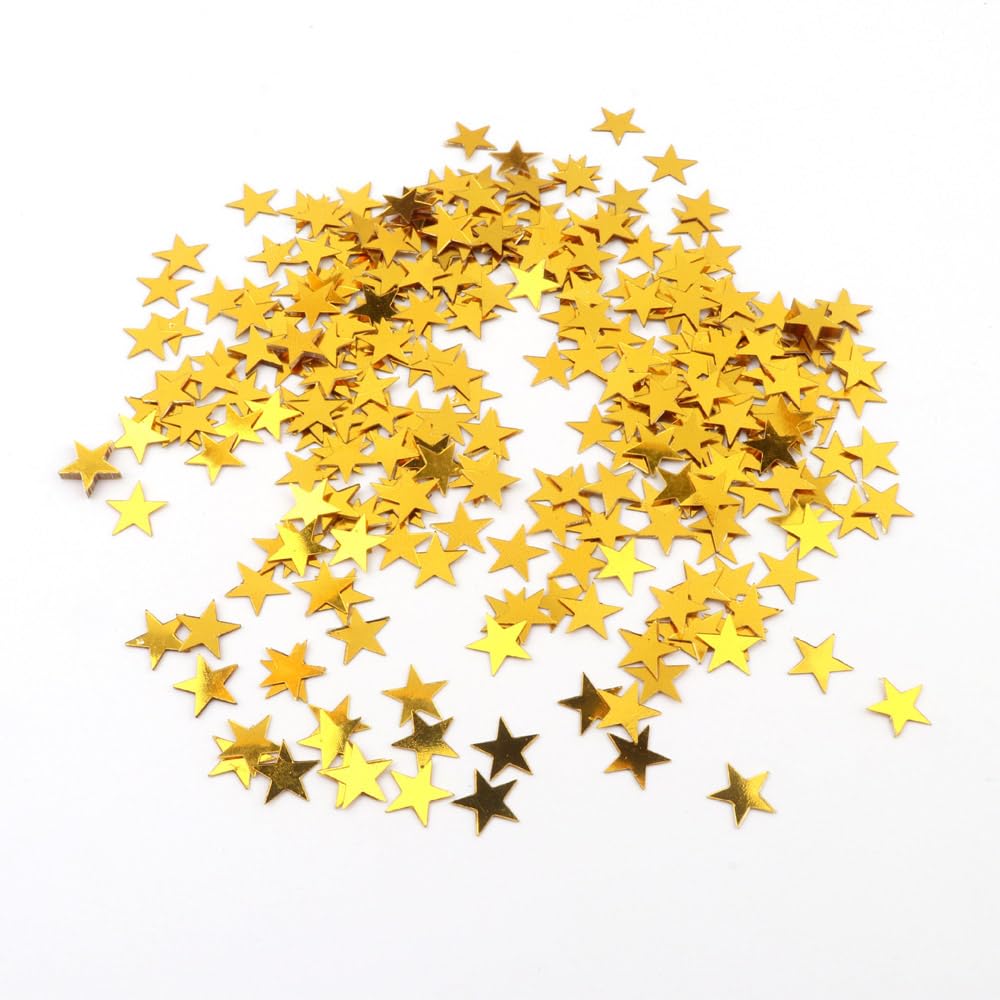 FONGKNOX 30 g konfetti z cekinami gwiazdowymi, z?ote konfetti, 10 mm, dekoracja sto?u, posypka, metaliczny brokat, konfetti na wesele, imprez?, baby shower, festiwal, dekoracja "zrób to sam"