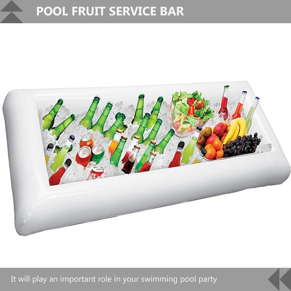 Hemoton Inflatable Serving Bar,Pool Party Ice Food Serving Tray,Ice Cooler Beverage Serving Bar,Food Drink Holder, Buffet for Luau Pool Beach Picnic Camping Hawaiian Party Supplies