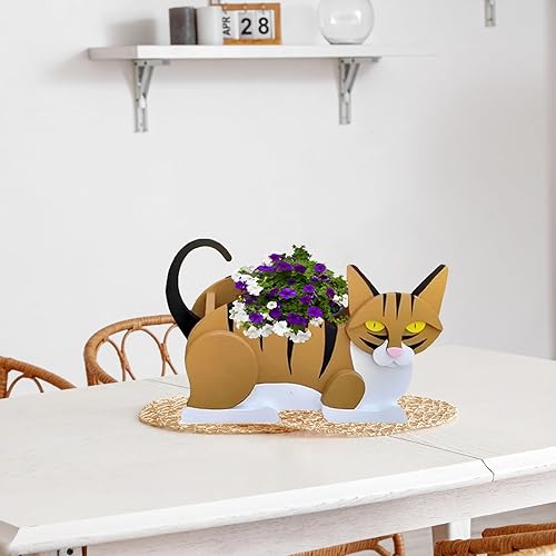 Miniatura 4 de Macetero de gato naranja y blanco, bonita maceta de jardín para perros, regalos de cumpleaños para mujeres, oficina, decoración de interiores y