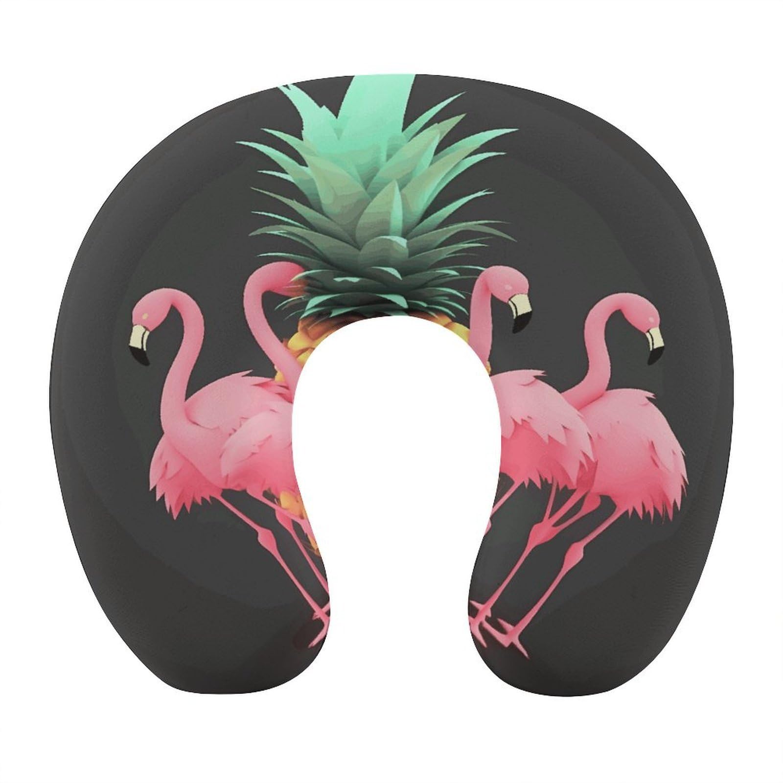 FekiLoot Pineapple Flamingos Travel Pillow,U Shaped Office Napping Pillow Support Neck and Head Comfortable Travel Neck Pillow U Shape Sleeping Essentials for Long Haul Flights
