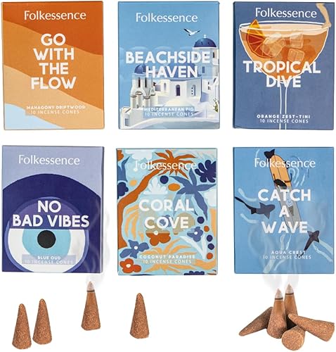 Miniatura 16 de Folkulture Conos de incienso (120 conos) Juego de 6 conos de insencia de primera calidad para sueño profundo, relajación, aromaterapia, regalos
