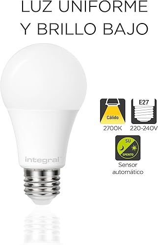 Miniatura 2 de Integral Paquete de 2 bombillas LED E27 no regulables de doble sensor esmerilado GLS del atardecer al amanecer, blanco cálido 2700 K, 470 lm, 4.8 W