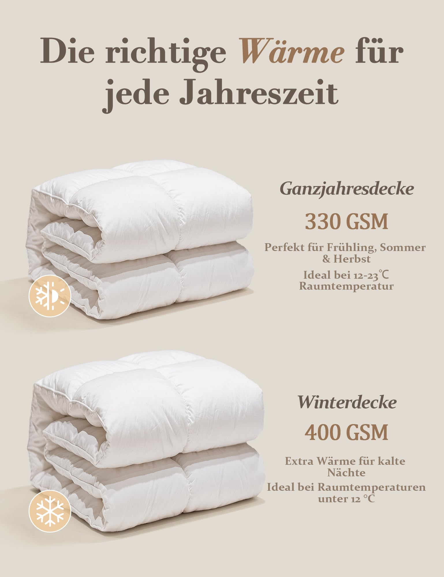 BPC Daunendecke 240x260 cm 90% Daunenfüllung 400g/m² Winterdecke