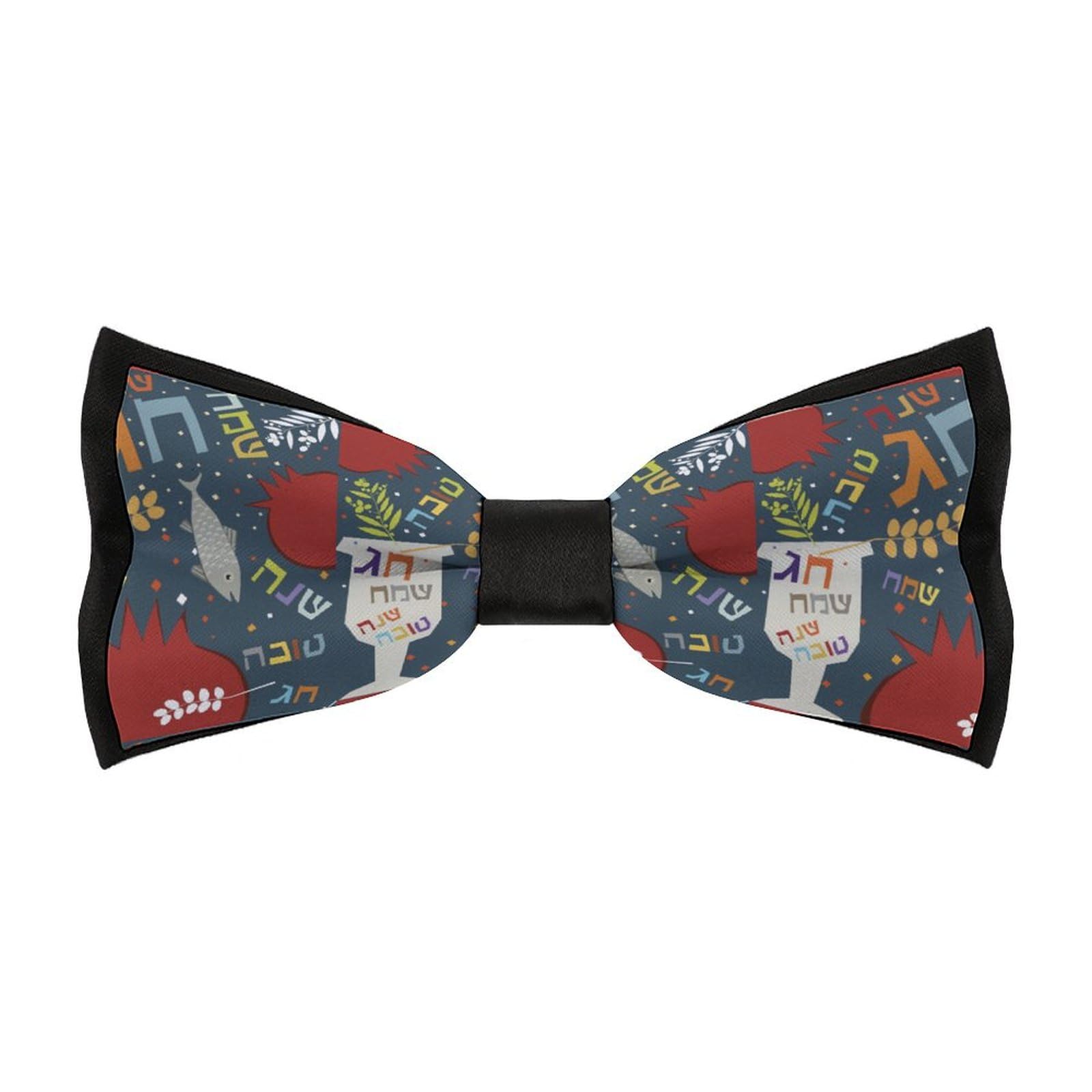 JYYAU Rosh Hashanah Bow Tie Adjustable Necktie For Men Business Fashion Pre-tied Tie Neckwear Novelty Accessory For Weddings Party Festival