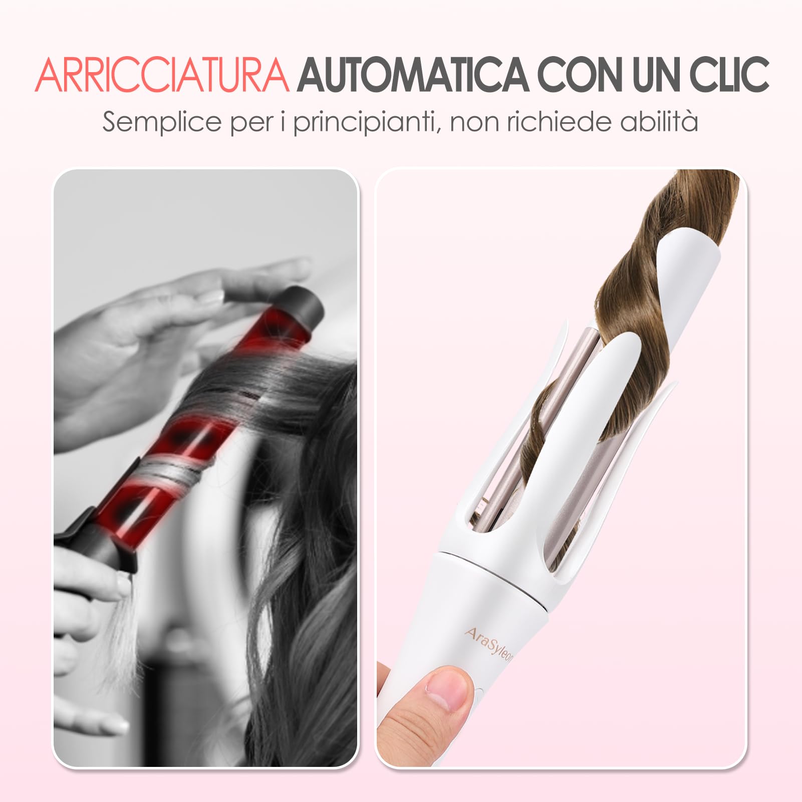 Arricciacapelli Automatico Bidirezionale | 32mm 3 Livelli Temp. (160-200°C) | Ioni & Anti-Ustione | Per Capelli Lunghi, Arricciatore Capelli Automatico