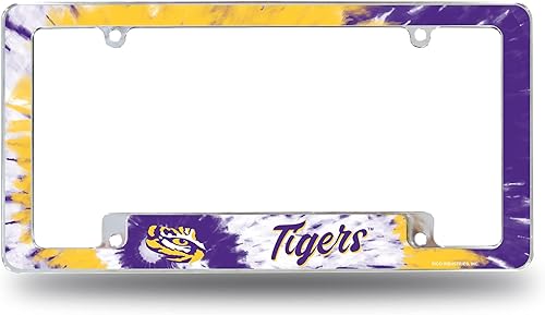 Miniatura 28 de Rico Industries Marco cromado de la NCAA de 12 x 6 pulgadas, marco cromado para placa de automóvil, camión, SUV Teñido anudado