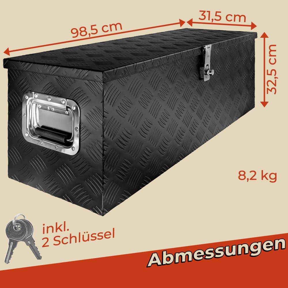Auswahl Deichselbox Schwarz Montage Werkzeugkasten Truckbox Alu Box Anhänger Kiste Deckel Abschließbar Alubox Transportbox Werkzeugbox Aluminium trucky, Ausführung:Modell 9 (99 x 32 x 33 cm / D100)