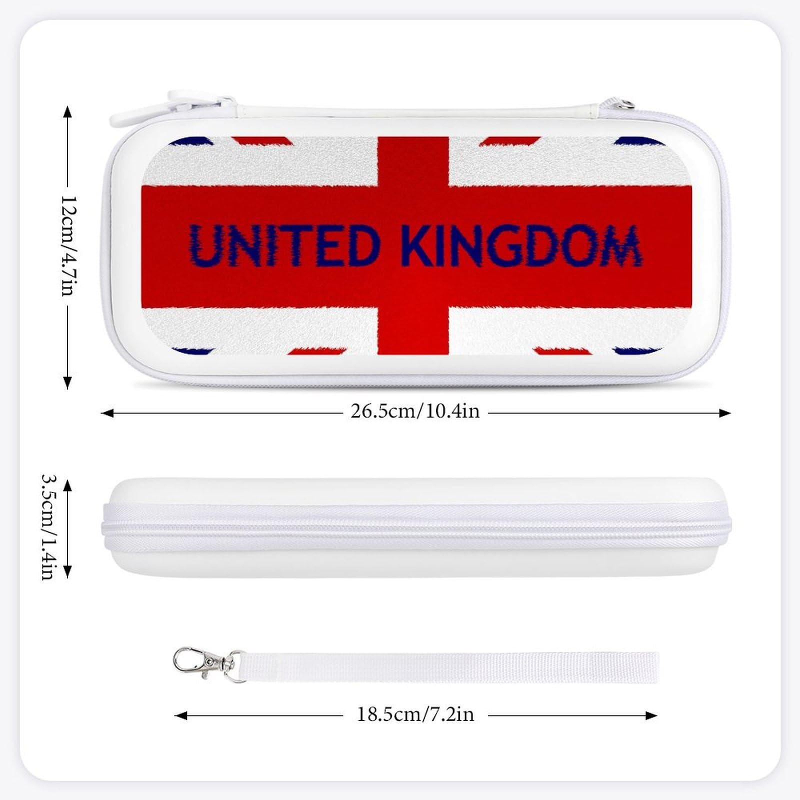 United Kingdom Flag British Compatible with Switch Carrying Case Hard Travel Game Bag Pouch with 15 Games Accessories White-style