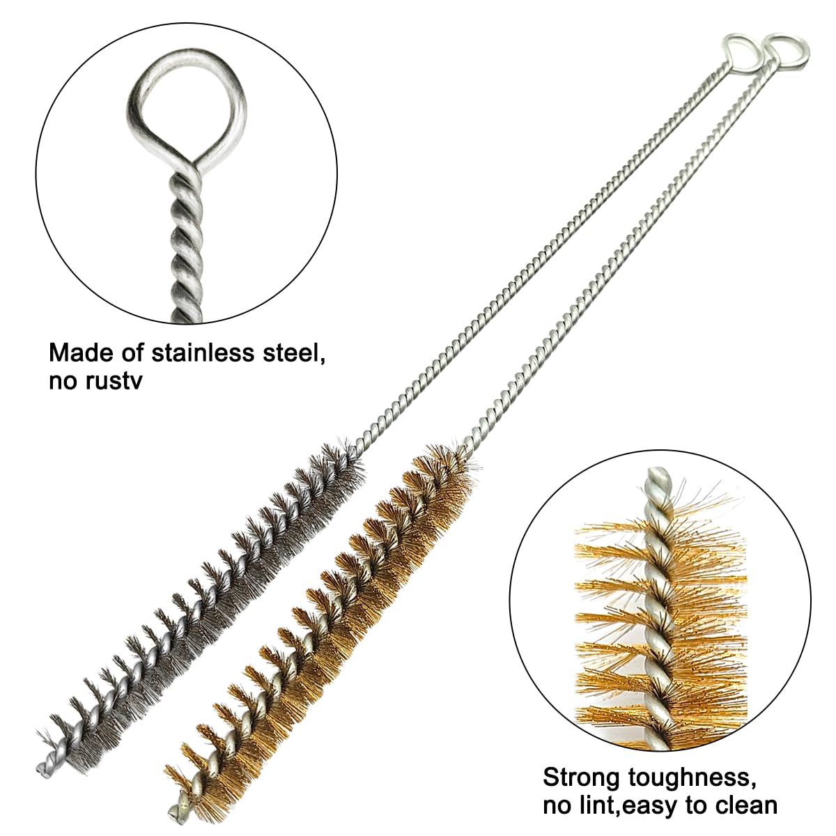 12 Pcs Brass Wire Brush Stainless Steel Wire Brush Set, 12"/30.5cm Long - Image 3