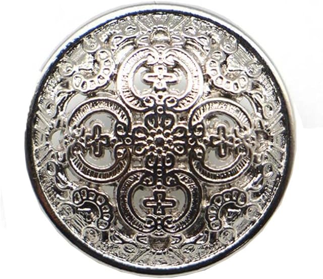RELAND SUN 5pcs Palace style hollow metal button coat shirt (20MM,Silver)