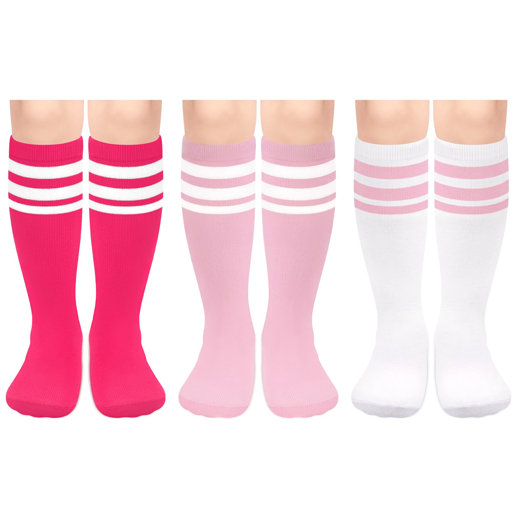 Olreco 3 Pack Toddler Soccer Socks Kids Baseball Socks Boys Girls Softball Sock Youth Football Sock Athletic Accessories