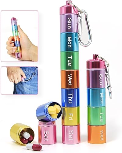 Miniatura 4 de 1 organizador de píldoras de metal arcoíris - Organizador de medicamentos compacto y duradero