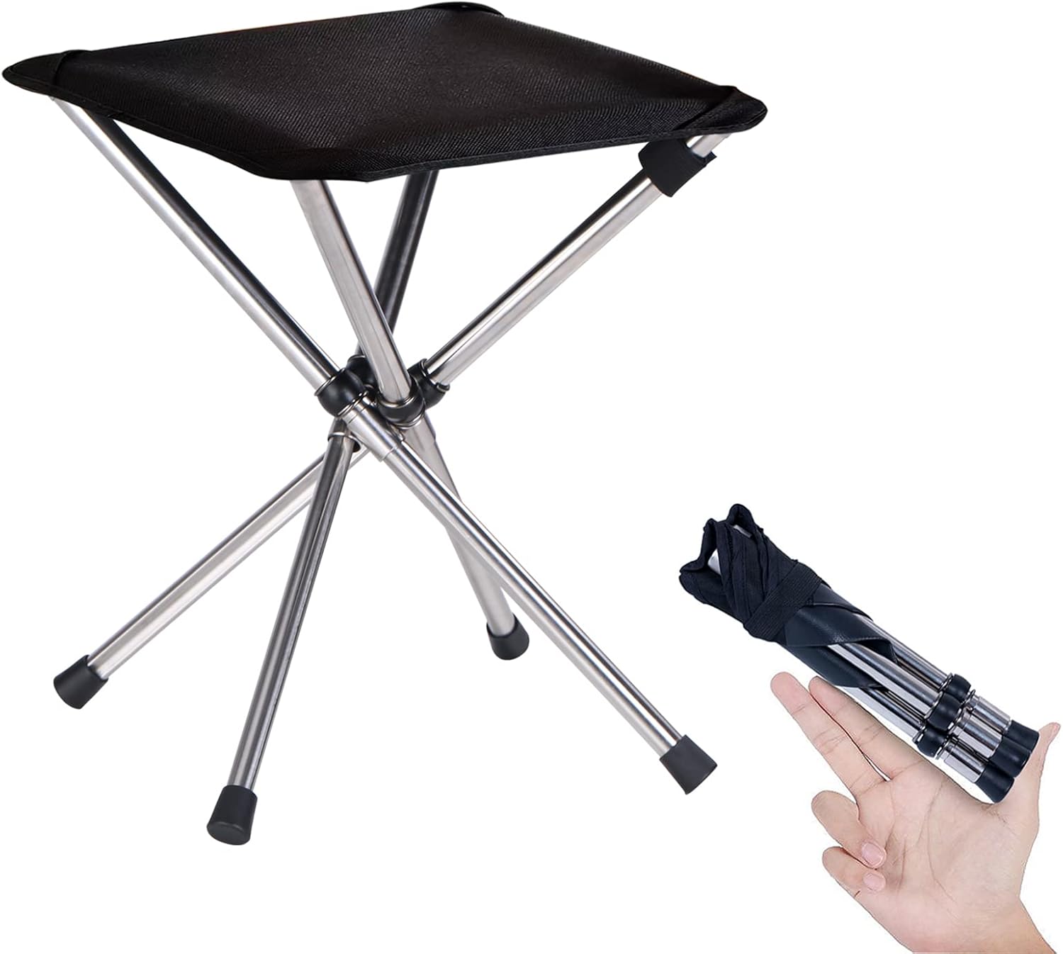 camping stool,small folding chair,13.8" lightweight folding stool compact backpacking stool with carry bag