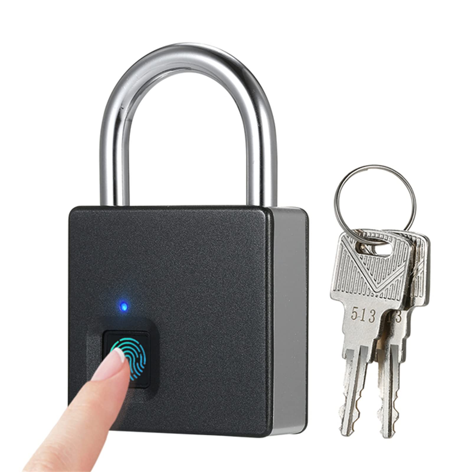Candado Inteligente con Huella Dactilar Lock de huellas dactilares inteligente Huellas digitales Puerta for candado Garage para Seguridad(Schwarz)