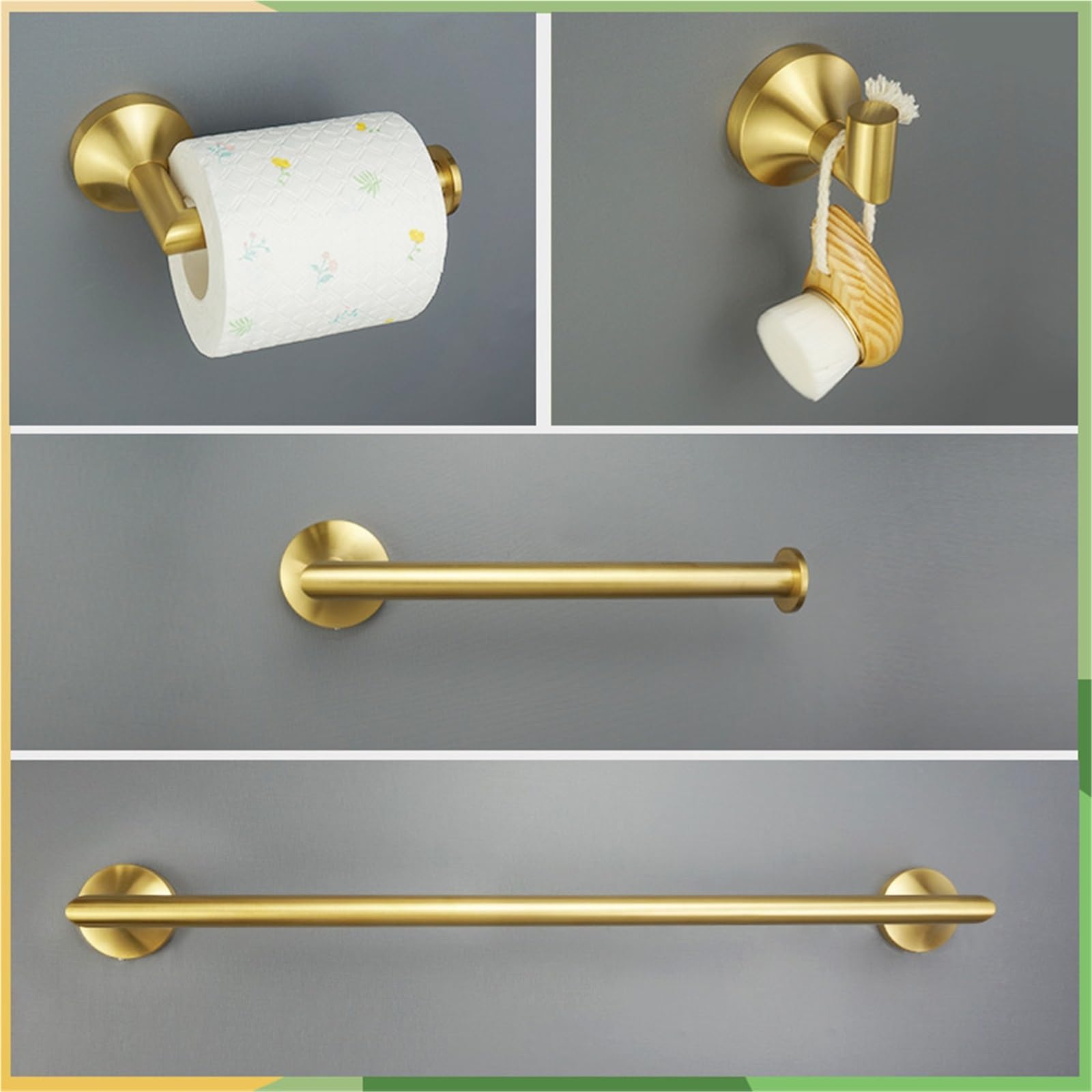 Wieszak na ręczniki i papier toaletowy do łazienki, wieszak na ubrania ze stali nierdzewnej, wieszak ścienny, wieszak na ubrania(Gold 4 PCS Set)