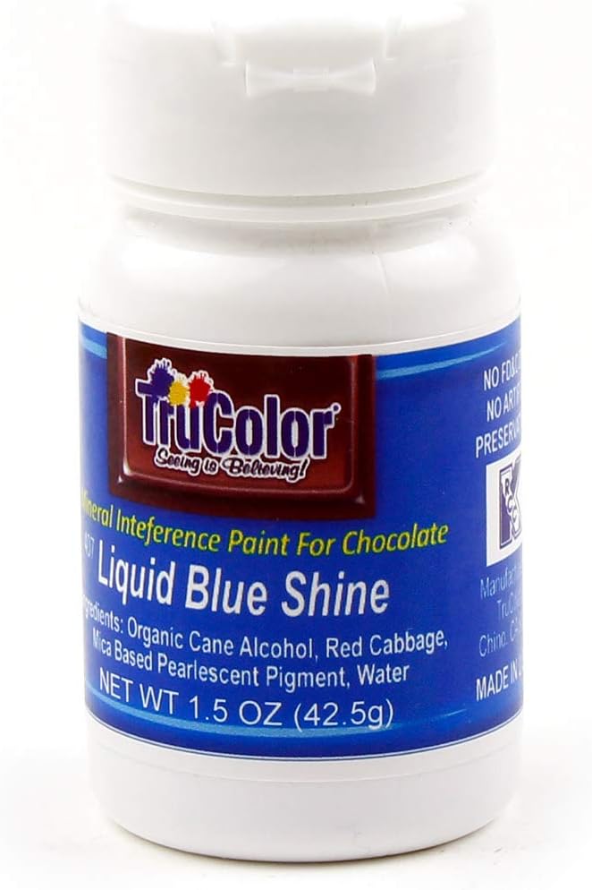 TruColor Liquid Shine 100-Percent-Natural Metallic Blue Food Color Paint 42.5 Grams