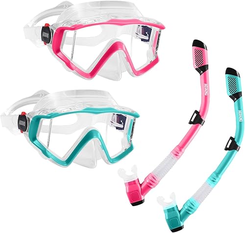 Miniatura 13 de Aegend - Equipo de esnórquel para adultos, jóvenes y niños, juego de esnórquel seco con vista panorámica, tecnología mejorada anti-fuga y anti-vaho,