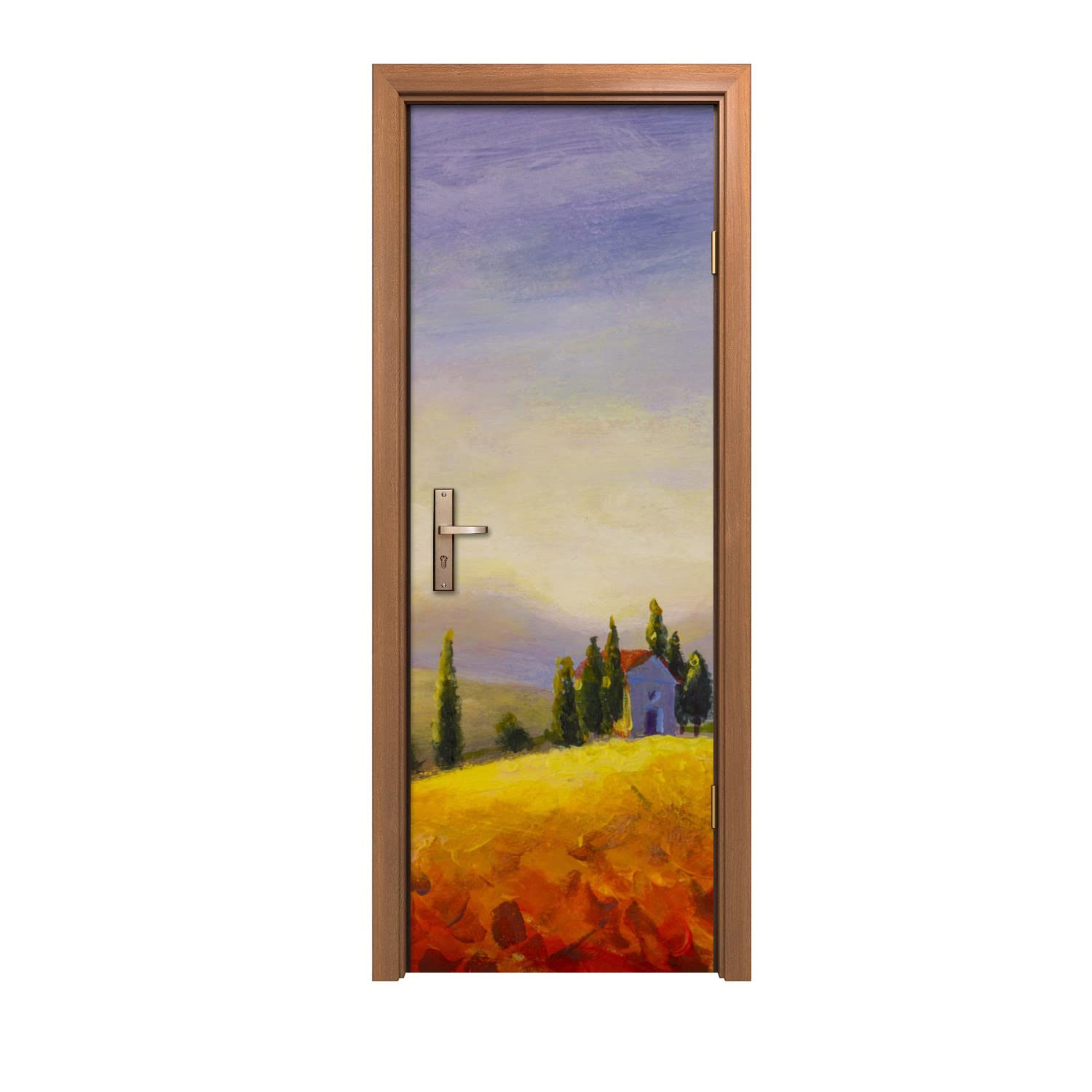 Autocollant de porte paysage des collines 70x200cm pour décoration murale design