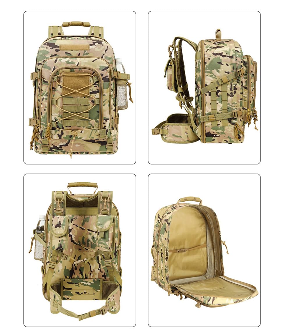 Grand sac à dos tactique militaire étanche 60 L pour randonnée, trekking, chasse, camping