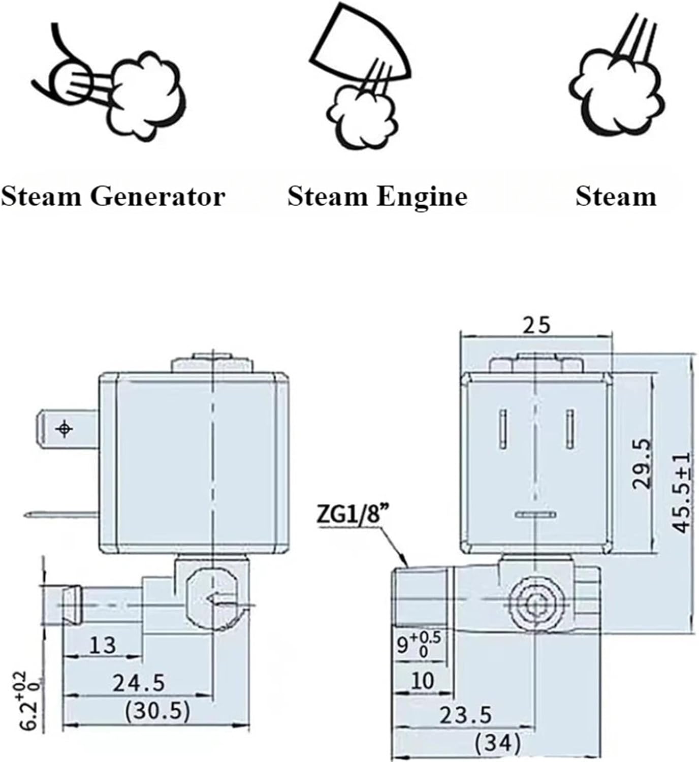 1pcs JYZ4P Normally Closed 3mm N/C 2/2 Way AC 230V G1/8" 6Bar Brass Steam Pump for Irons,steam mop,garment steamer coffee