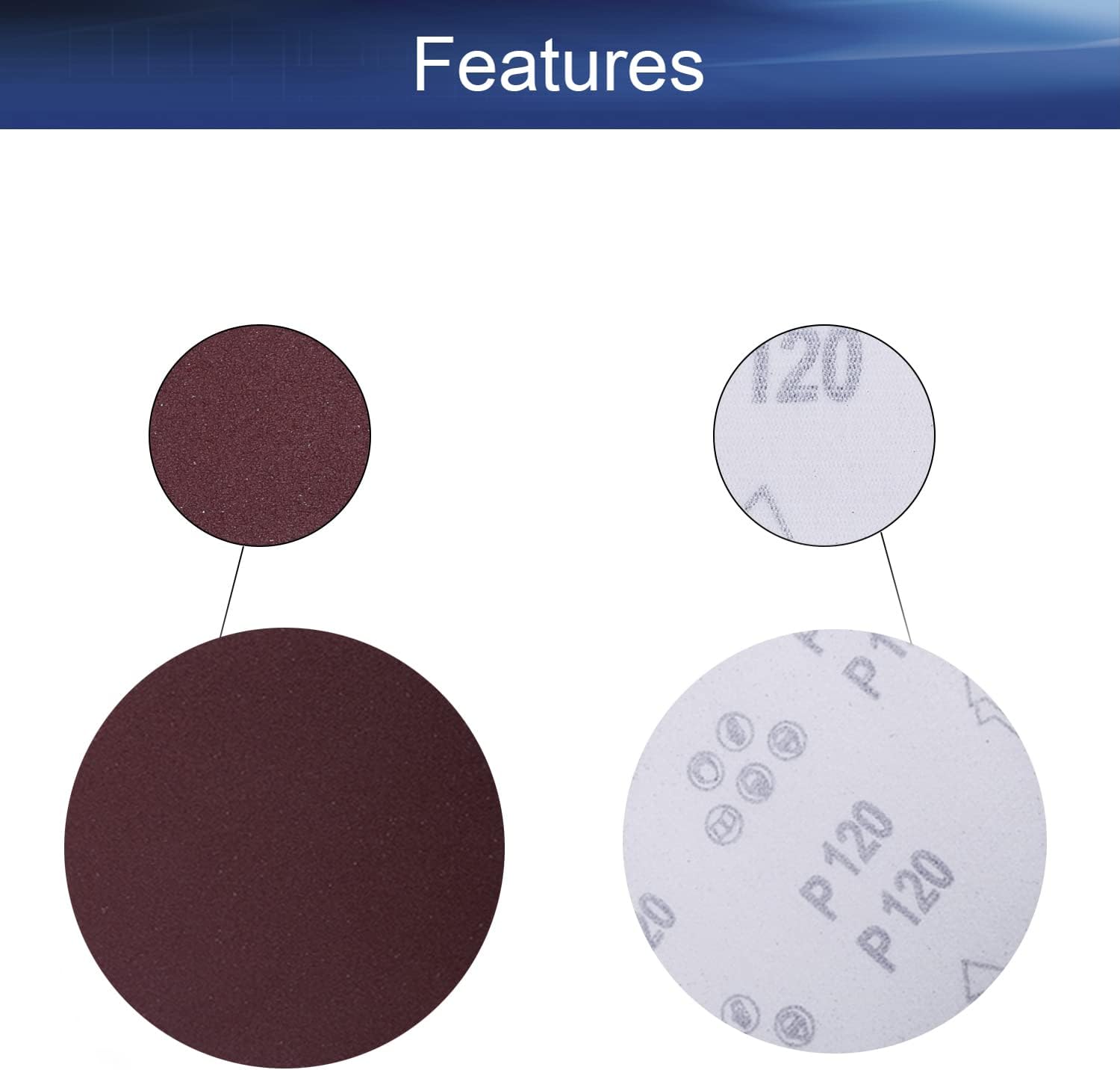 Auniwaig 10PCS 120 Grit Grinding Abrasive Paper Polishing Sanding Aluminum Oxide 125mm Dia Hook and Loop Disc Cloth Backing Medium Grits Round Sandpaper Pad for 5 Inch Electric Grinder Accessory