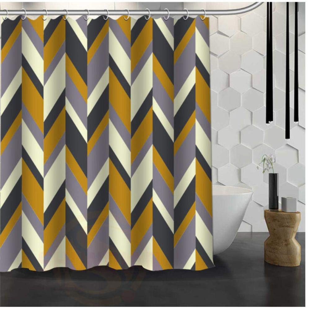 Azyjbf Grey Shower Curtain Geometric Polyester Bath Mould Proof Mildew Resistant Waterproof Bathroom With Hooks For Home Decor,180X200cm