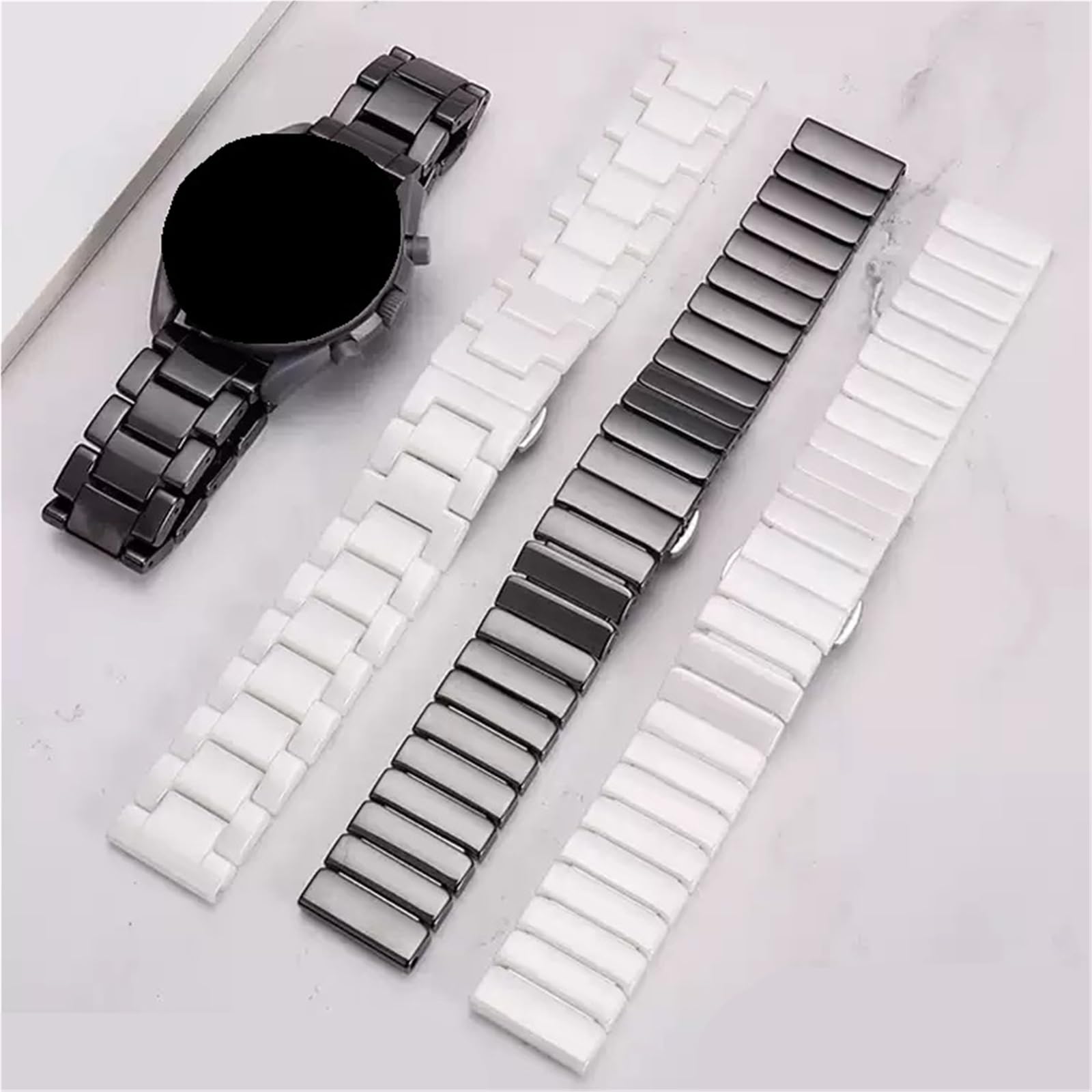 cinturino dell'orologio Accessori for braccialetti in ceramica Cinturino di ricambio comfort nero con fibbia pieghevole in acciaio inossidabile da 20 mm