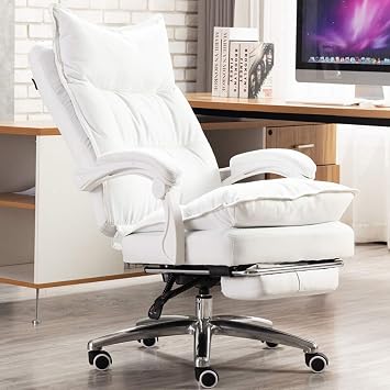 Office Chair Computer Desk Chair High Back Office Desk Chair,Extra Padded Office Chair Adjustable Seat Height,Synchro Tilt Mechanism with Adjustable Task Chair Gas lift SGS tested With Footrest,Brown
