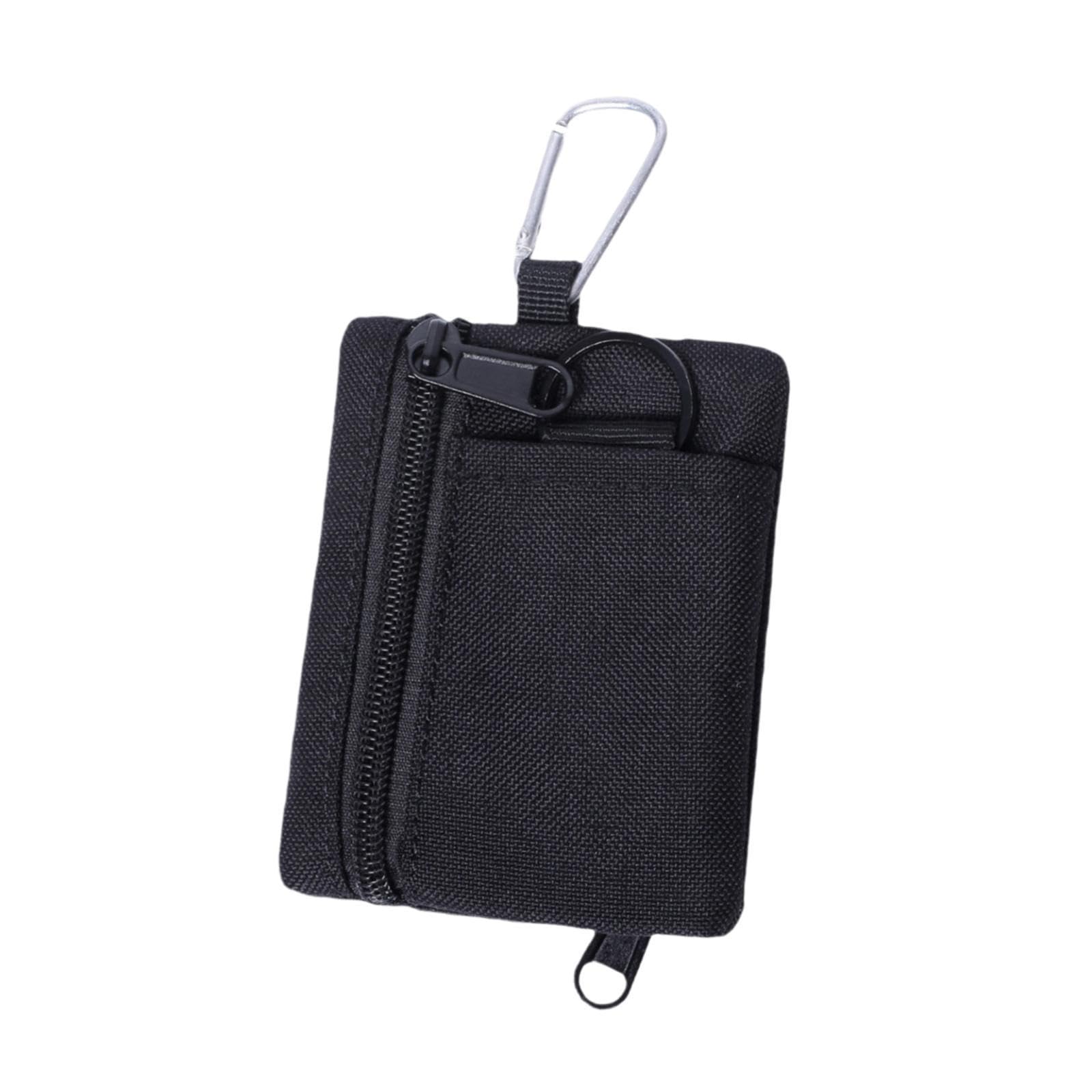 Mini Keychain Pouch Zipper Nylon ID Card Holder for Running Camping Climbing Black-image-39