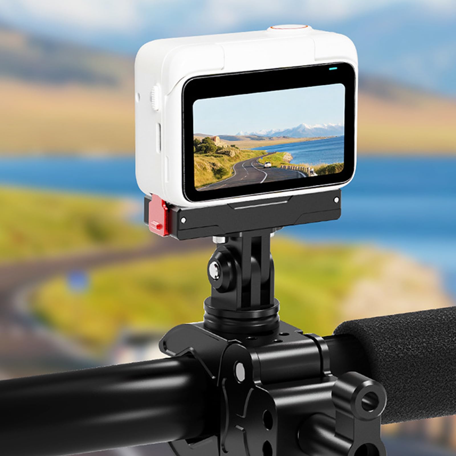 Staffa di morsetto per fotocamera in alluminio resistente alle intemperie per monitor microfoni DSLR 1/4 "Adattatore a sgancio rapido Morsetto per fotocamera ad angolo regolabile per esterni