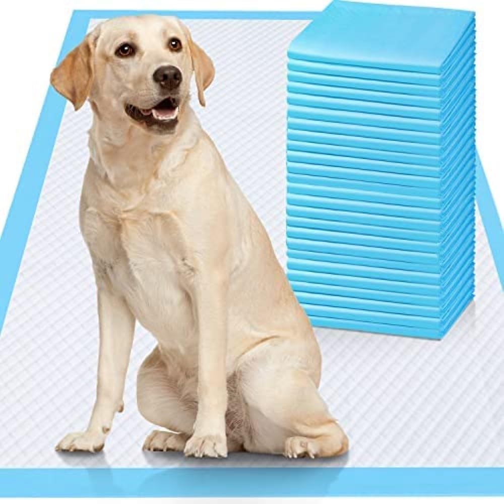 100ct 30x30 Extra Large Super Absorbent Quilted Top 6-Layer Puppy Training Pads with Gel Absorbing Core Reusable for up to 10hrs Extra Absorbent Puppy Training Pads for Dogs up to 100lbs