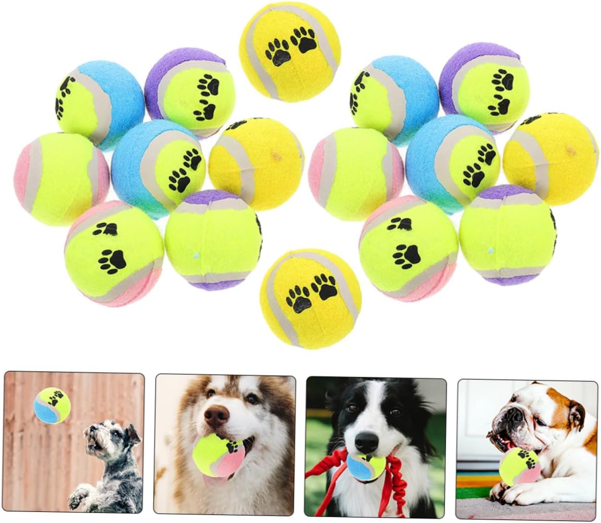 Totority 16pcs Dog Fetch Balls Rubber Puppy Small Interactive Training Balls for Dogs 7cm Diameter Suitable for Play and Exercise Random Color