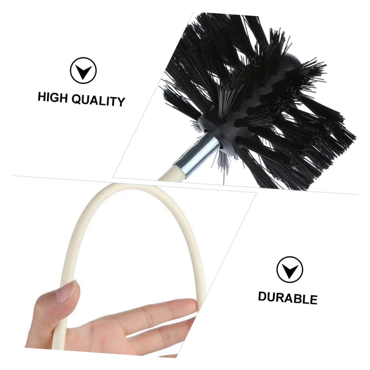 Spazzola per Pulizia Stufa e Condotto Flessibile Bianco | Aste Pieghevoli in Ferro Zincato, Struttura in Nylon, per Parete Interna di Dryer e Flue