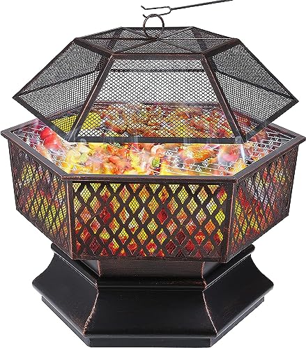 Feuerschale mit Grillrost, Feuerkorb mit Funkenschutz, Feuerschalen für...