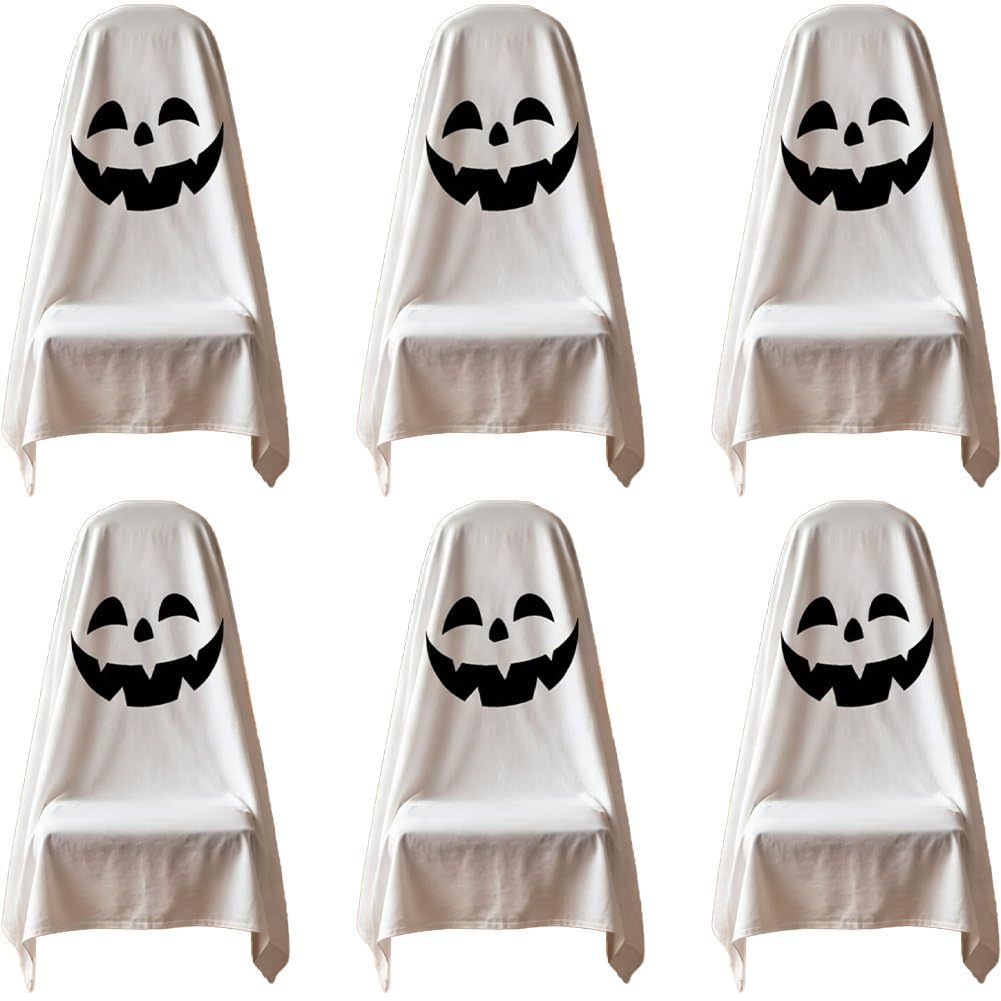 6 Pezzi Coprisedie a Forma di Fantasma di Halloween, Coprisedia Decorativo a Forma di Zucca E Fantasma, Coprisgabello per Feste di Halloween