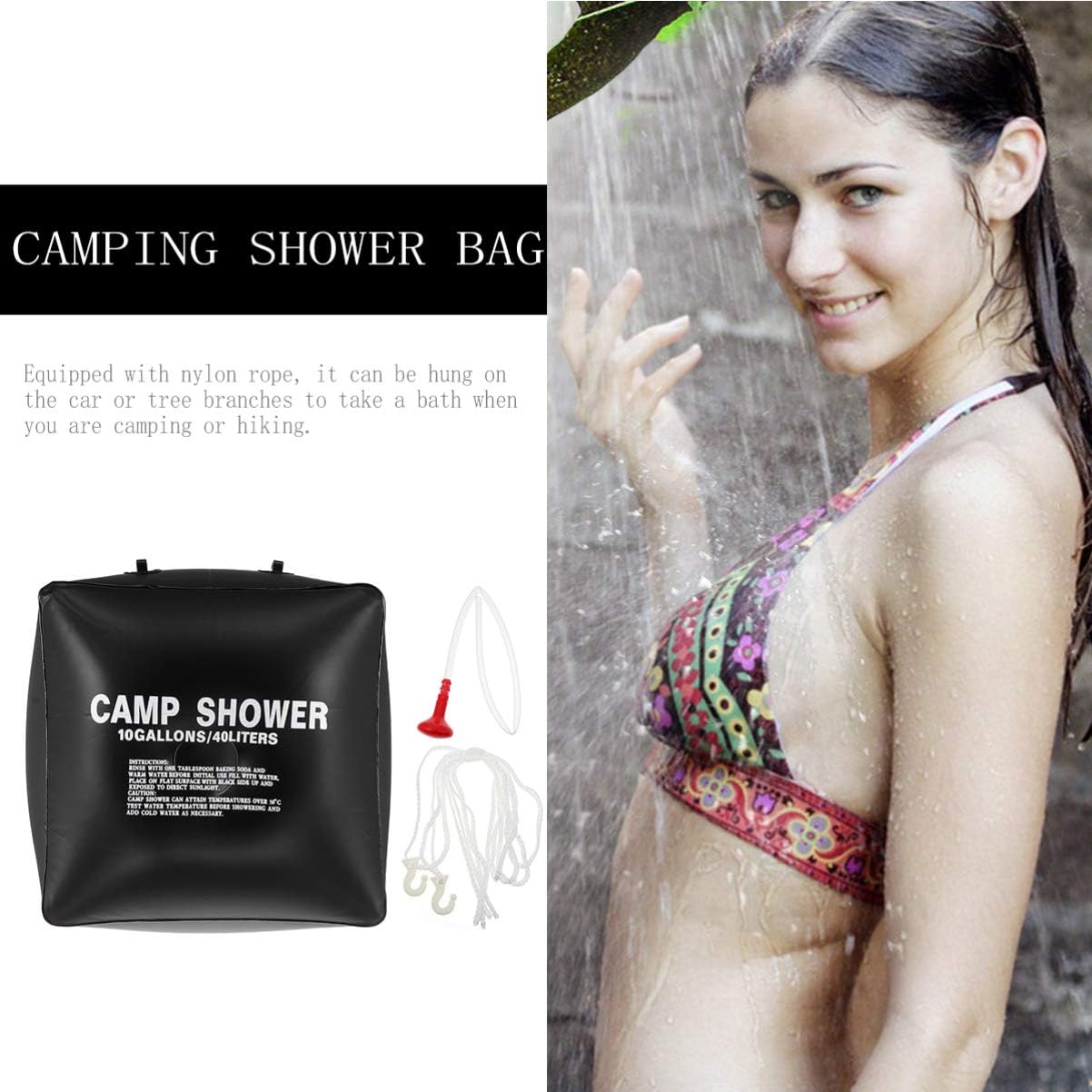 INOOMP 1set Solar Shower Bag Outdoor Camping Water Bag for Hiking Portable Solar Heating Pouch for Warm Showers Anywhere