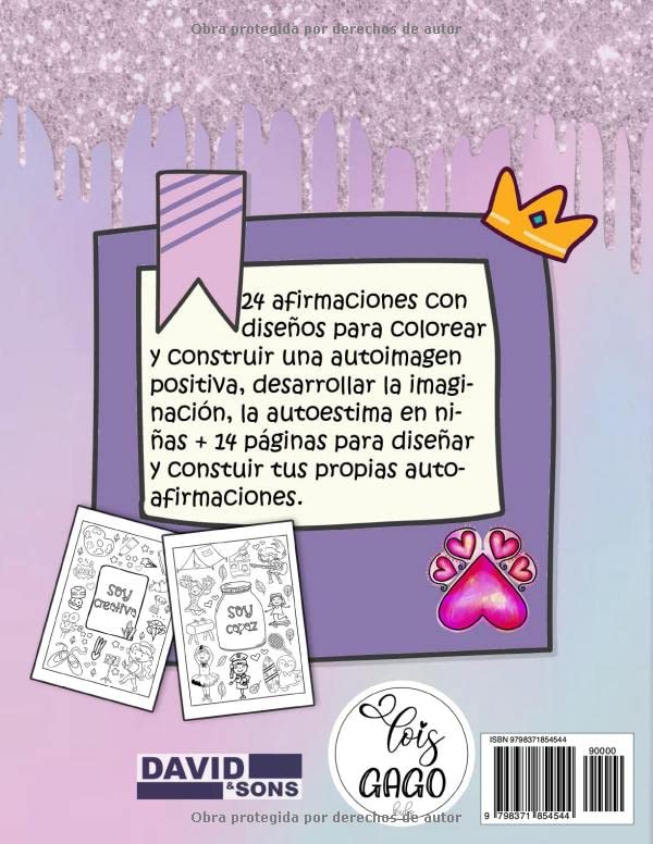 Miniatura 2 de Soy inteligente, bella y valiente. Libro de colorear afirmaciones para niñas. Libro motivacional para niñas para potenciar su autoestima. (Spanish